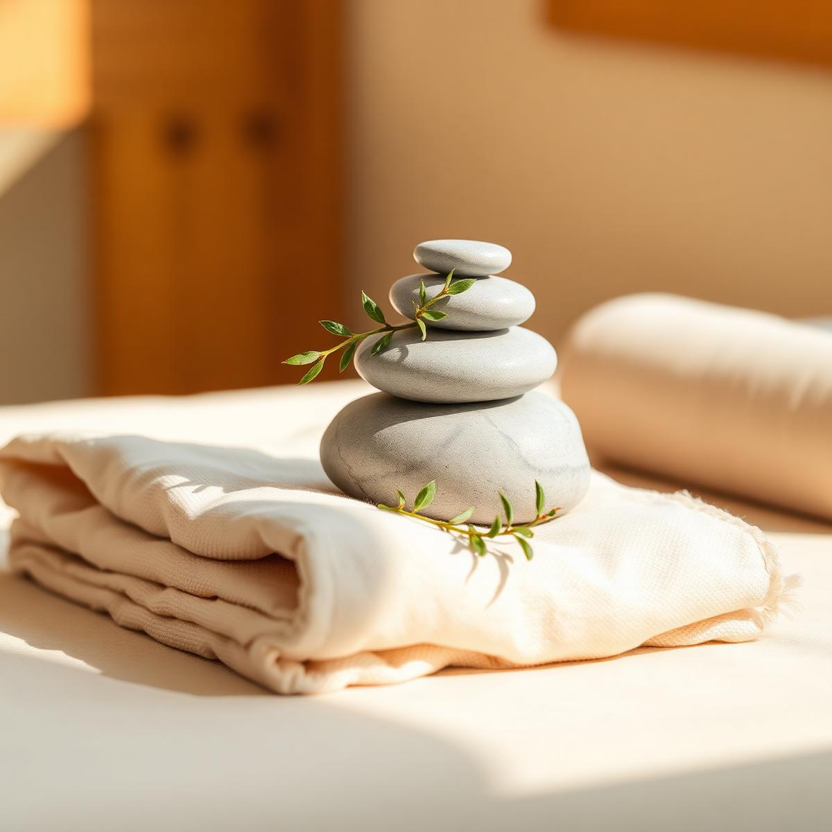 Warm stones and linen at Daylight Massage
